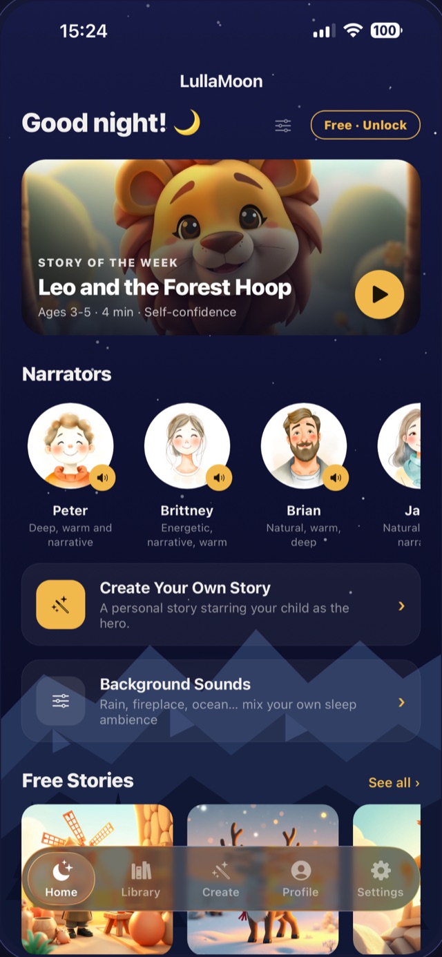 LullaMoon home screen